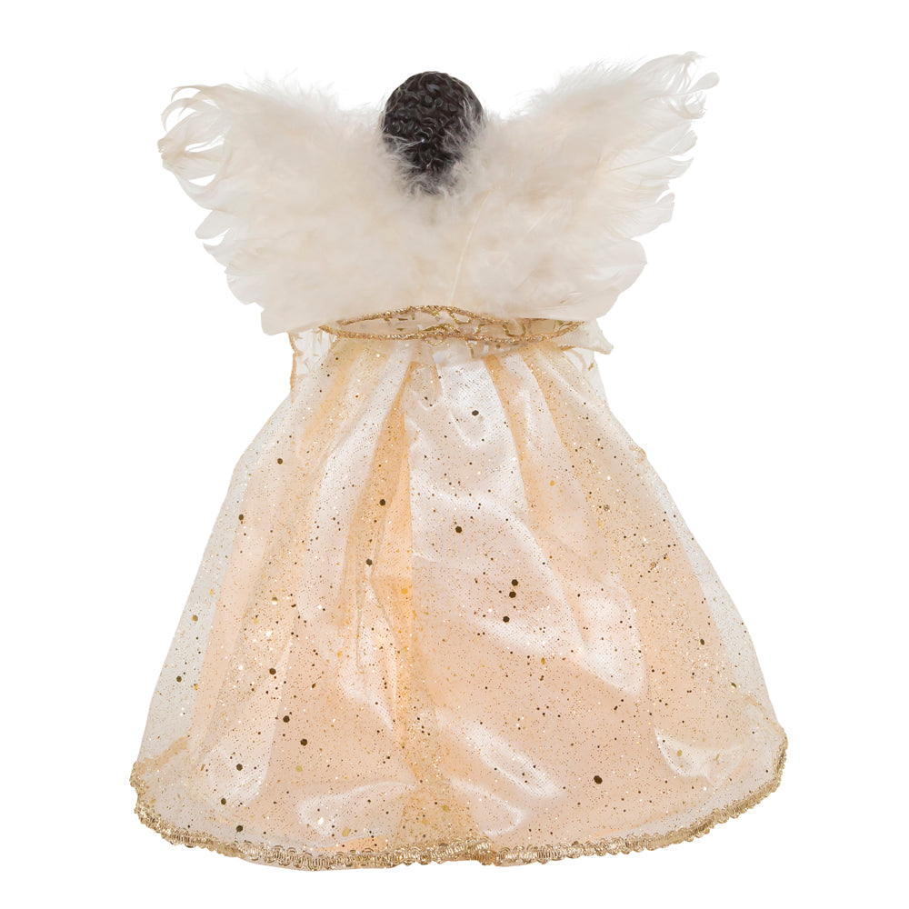 12 Inch Lighted Ivory and Gold Angel Tree topper
