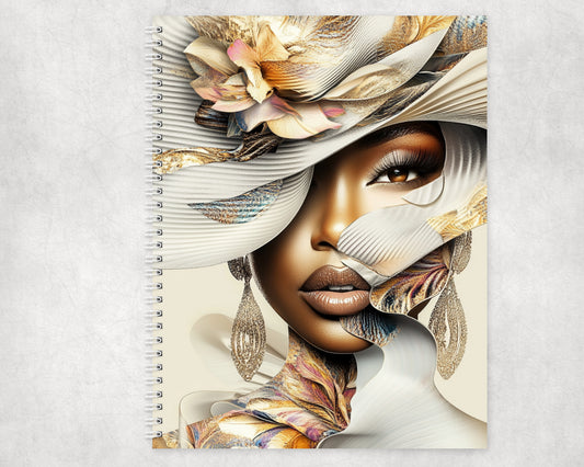 Elegant Floral Hat Lady Composition Notebook