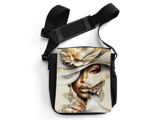 Elegant Floral Hat Lady Cross Body Bag