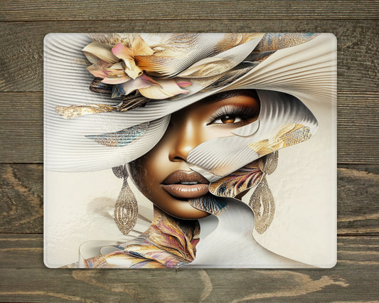 Elegant Floral Hat Lady Cutting Board