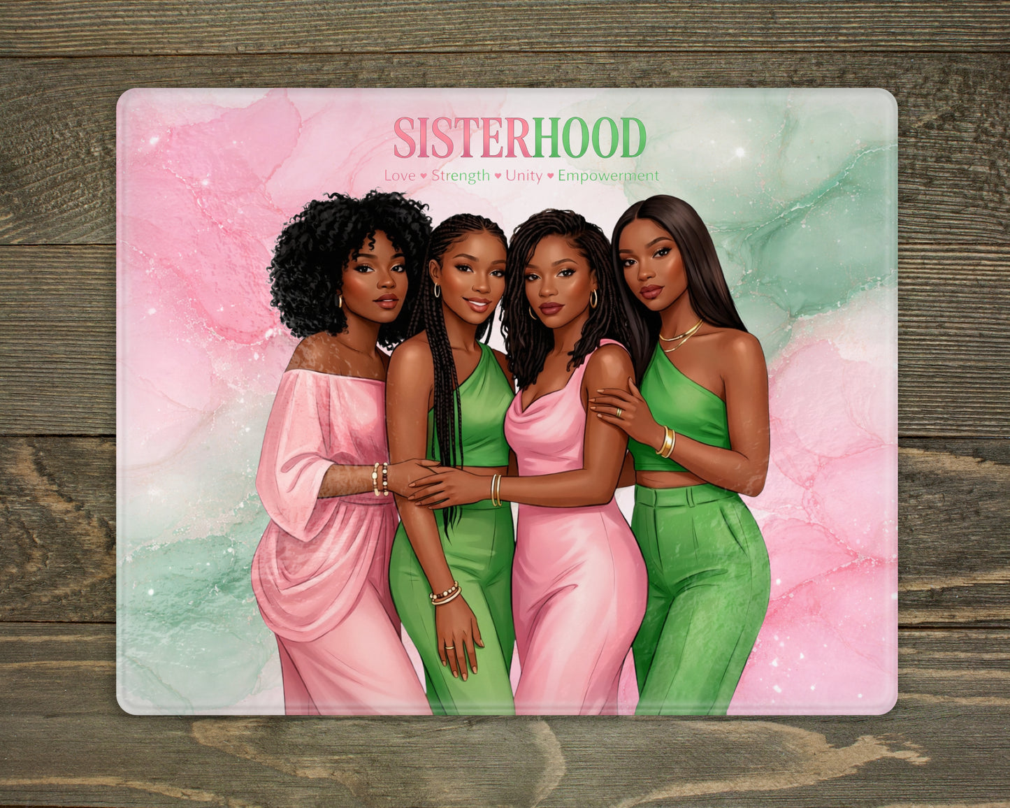 Sisterhood Unity in Pink and Green Cutting Board