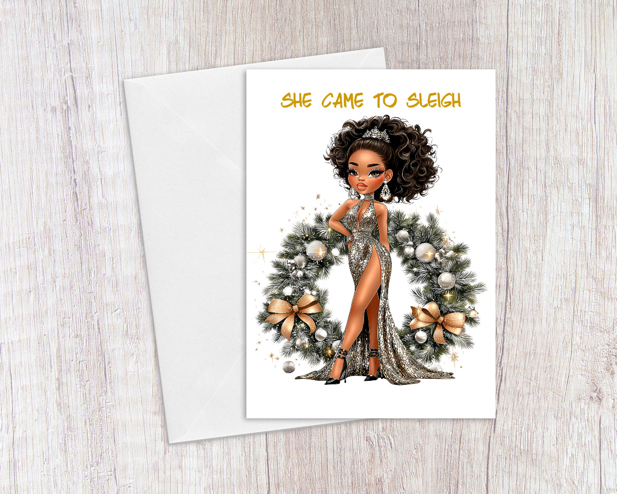 She Came To Sleigh Christmas Card