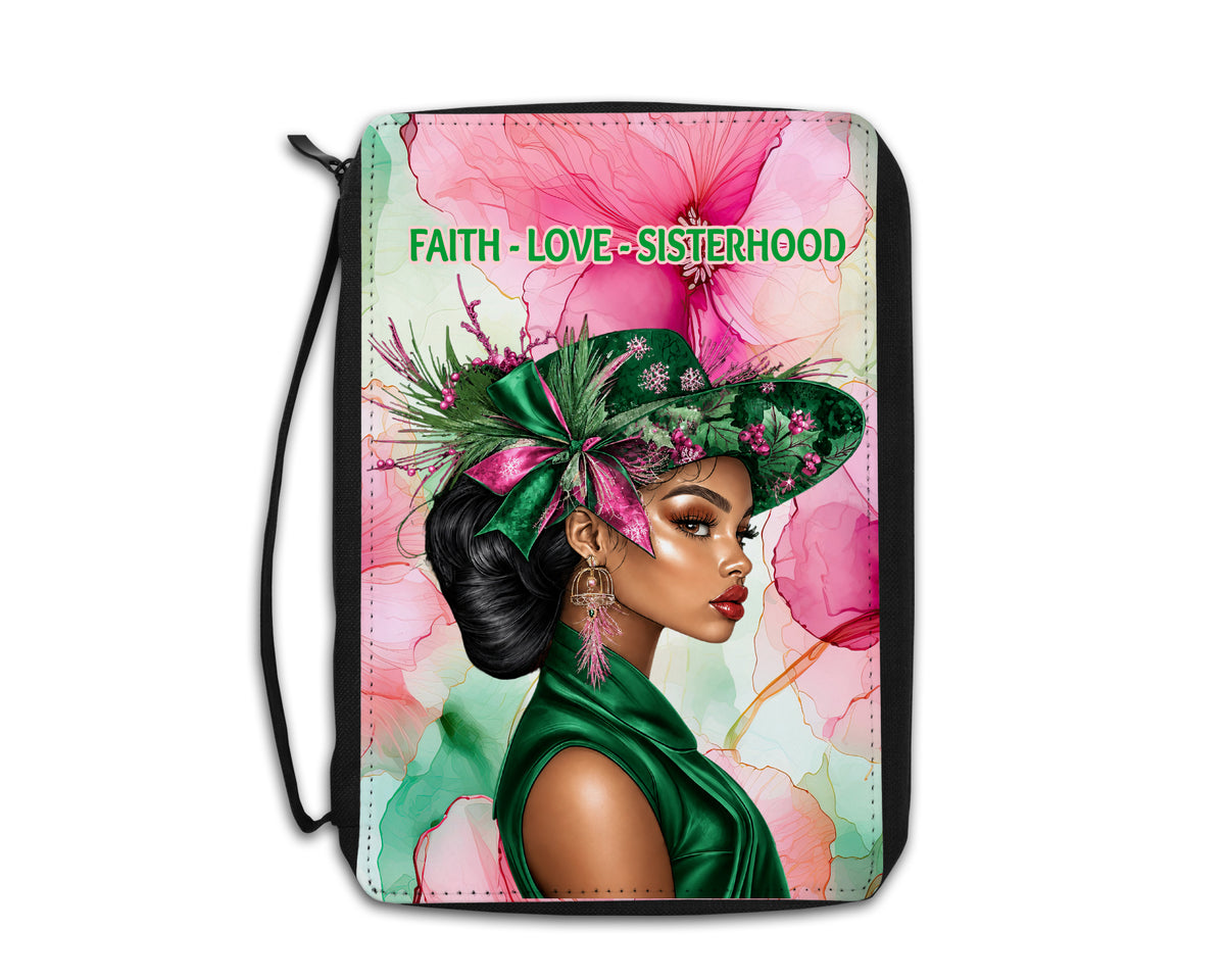 Faith, Love, Sisterhood Pink & Green Bible Cover