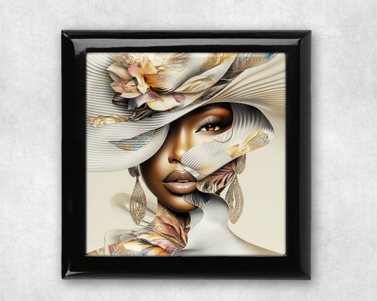 Elegant Floral Hat Lady Keepsake Box
