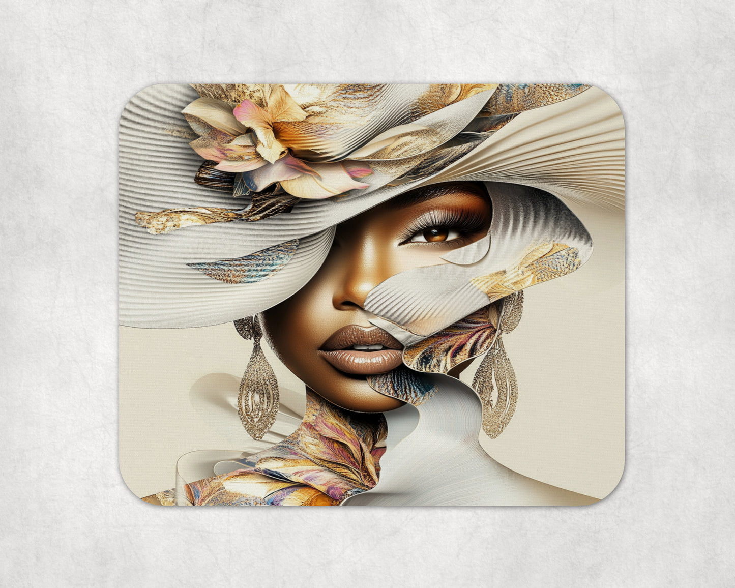 Elegant Floral Hat Lady Mousepad