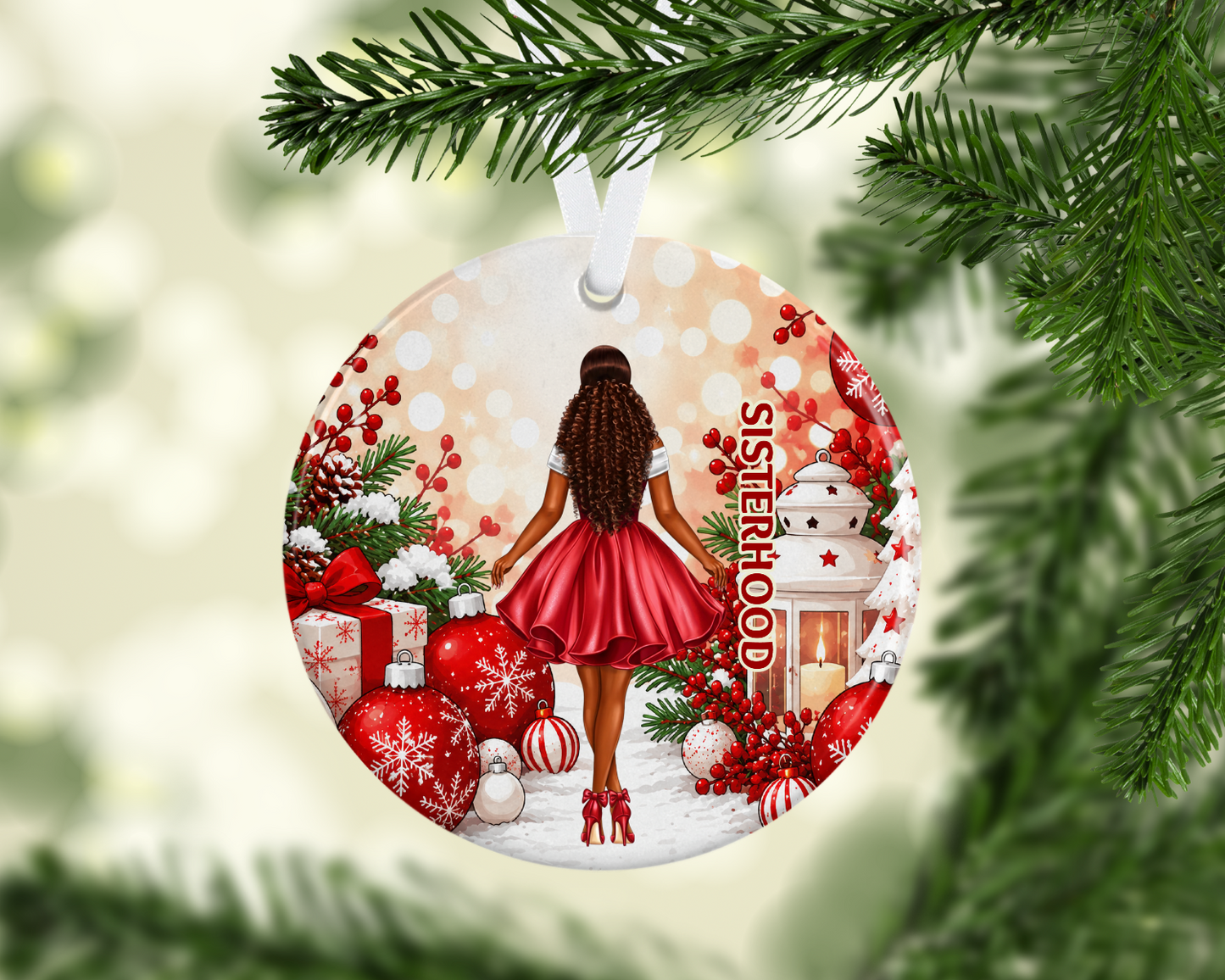 Fantasy In Crimson & Cream Ornament