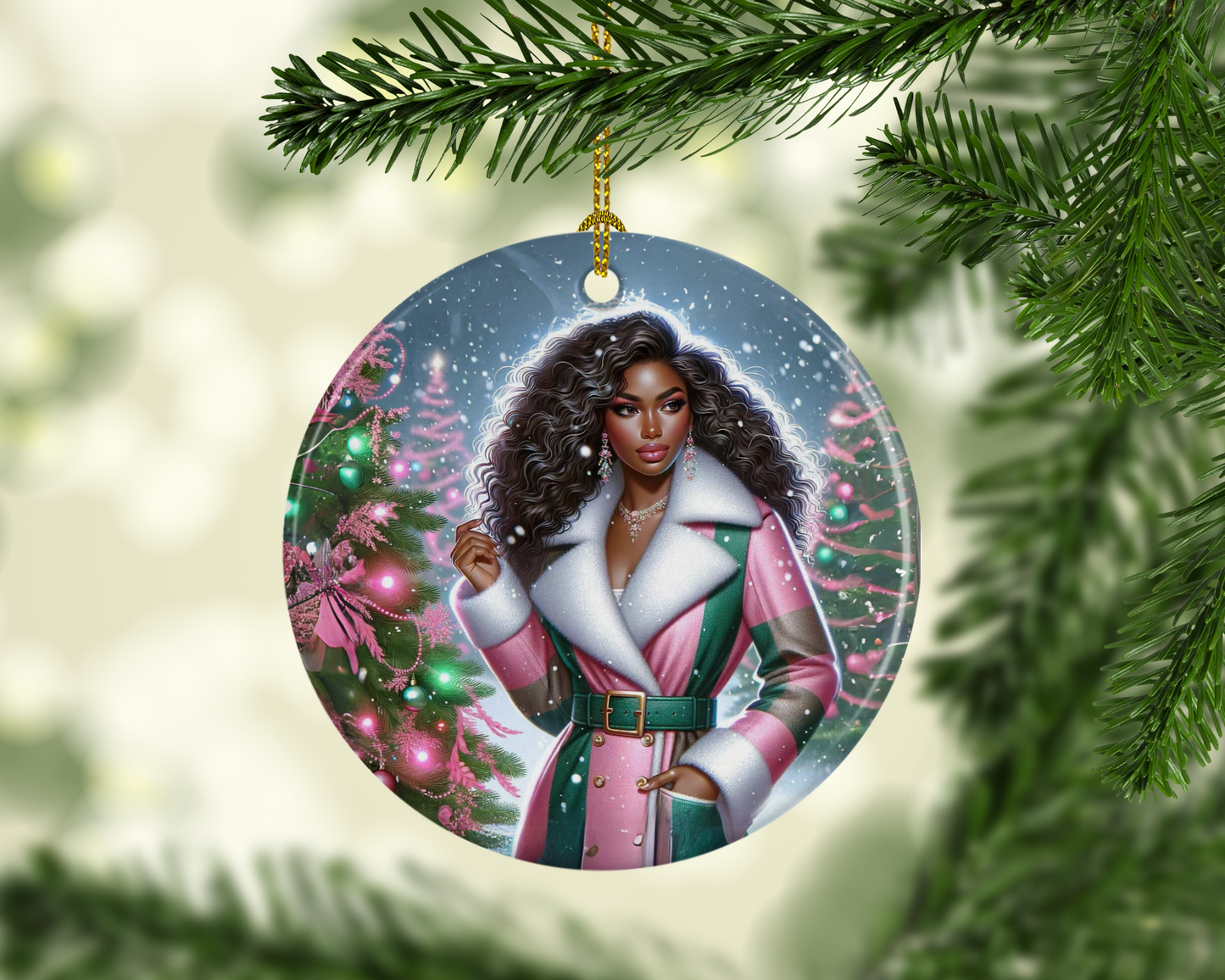 Sisterhood Blessings in Pink and Green Porcelain Ornament