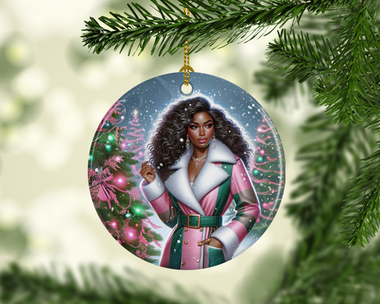 Sisterhood Blessings in Pink and Green Porcelain Ornament