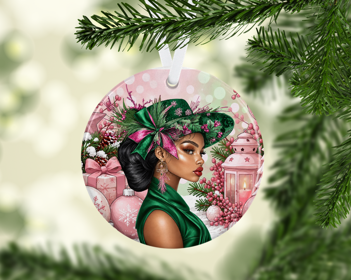 Wrapped In Elegance Pink & Green Ornament