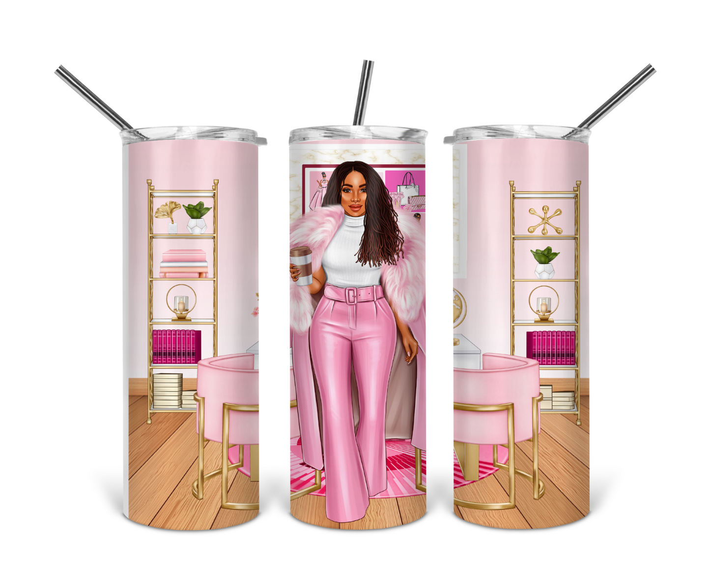 Lady In PInk Skinny Tumbler