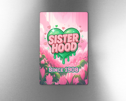 Pink and Green Sisterhood Heart Magnet