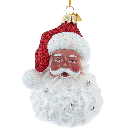 Noble Gems Glass African American Santa Head Ornament