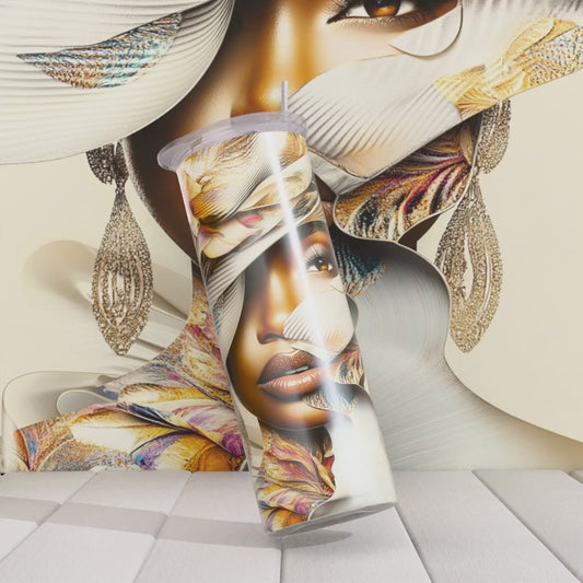 Elegant Floral Hat Lady Skinny Tumbler