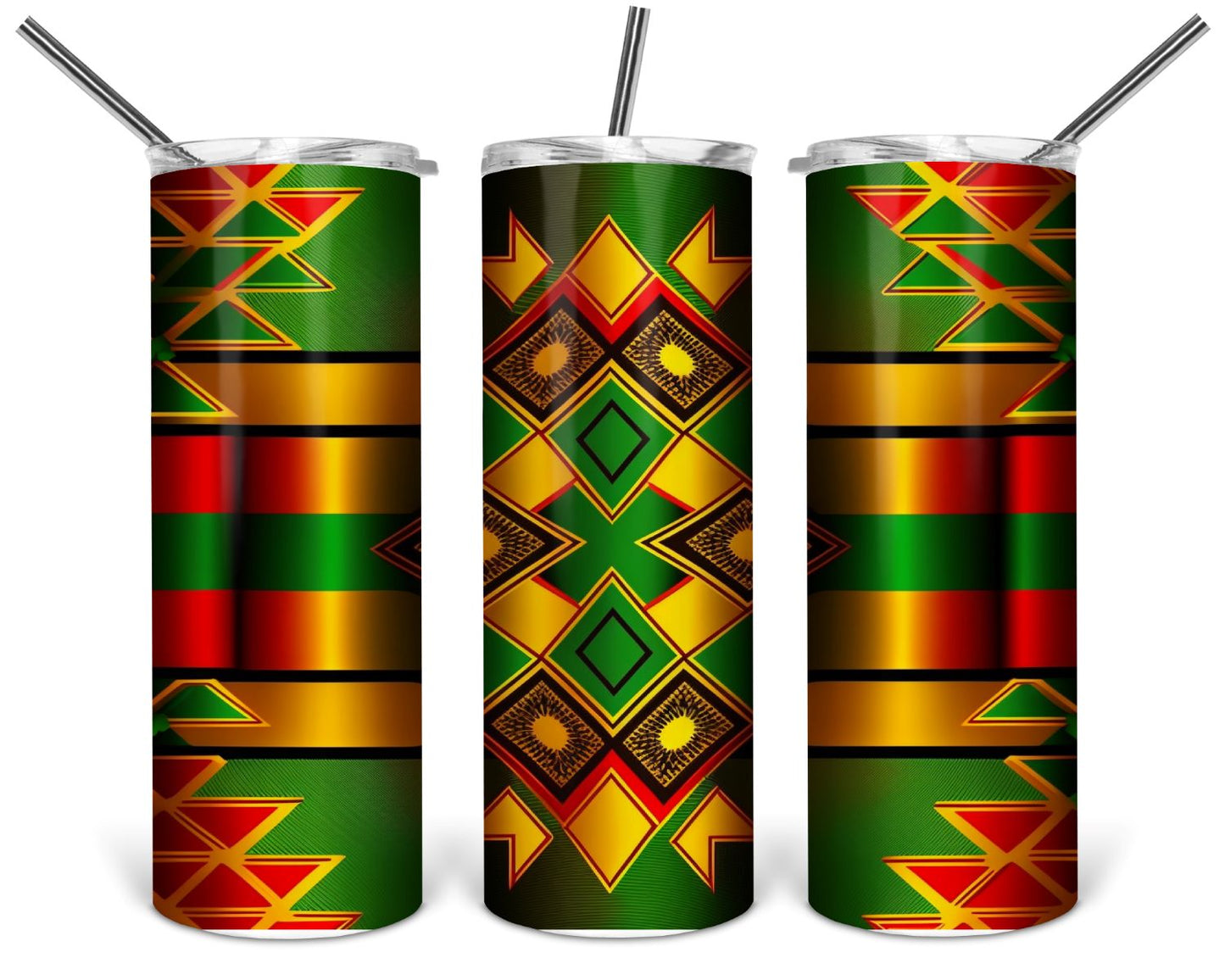 Kente Green Skinny Tumbler