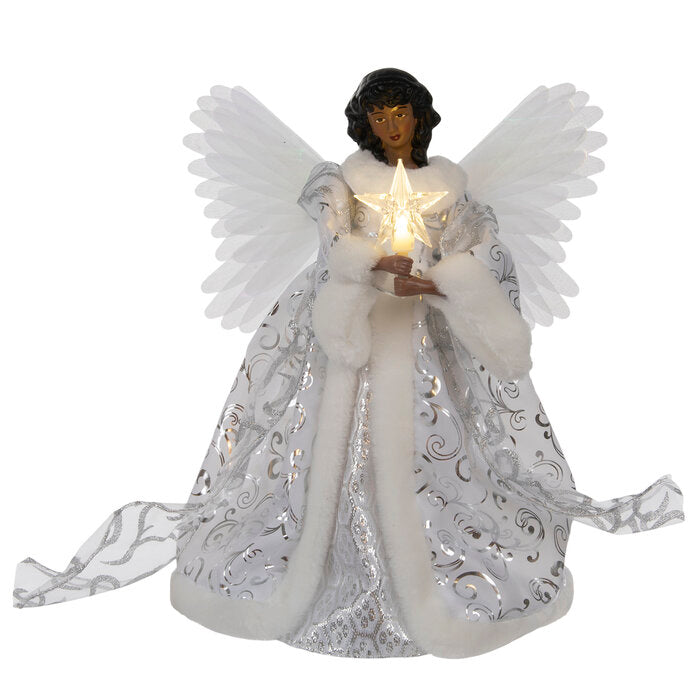 African American Fiber Optic Animated Angel Tree Topper