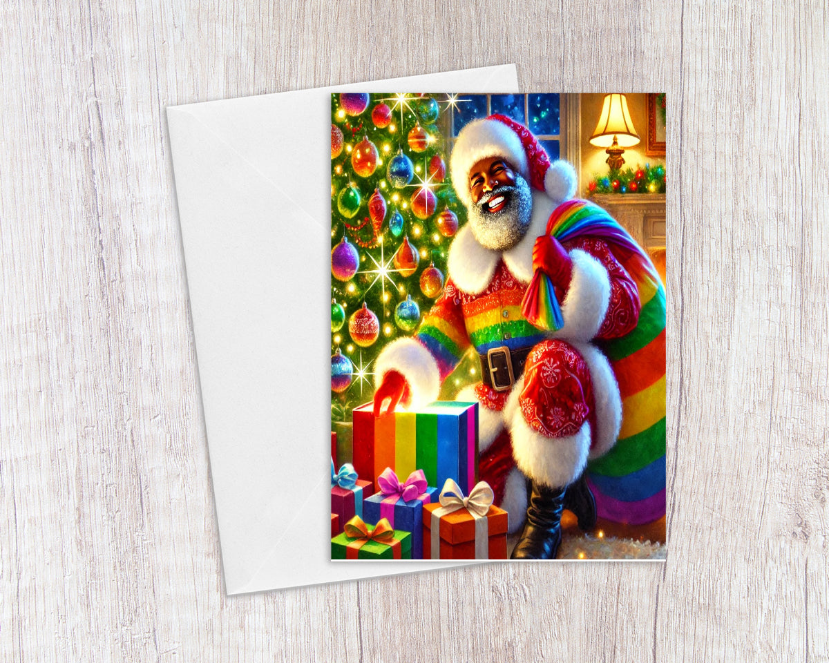 Santa Of Many Colors Christmas Card