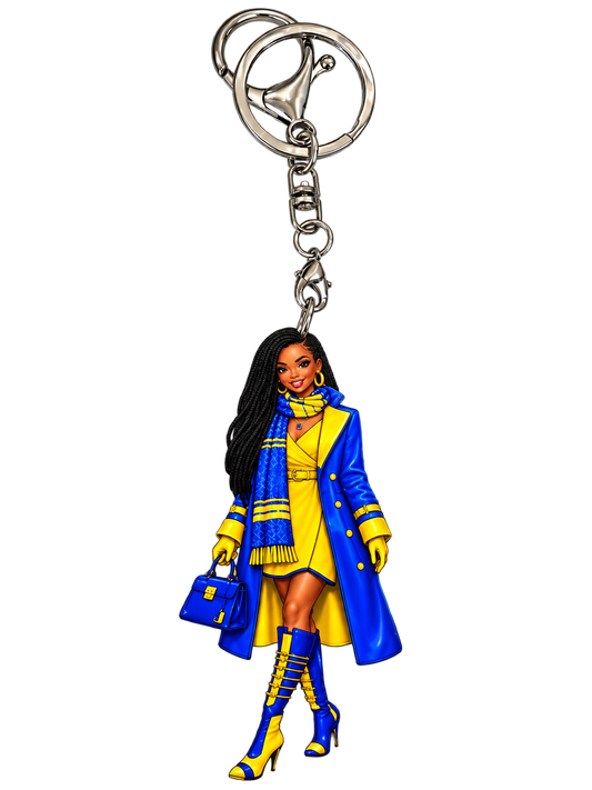 In Step Blue & Gold Sister Style Acrylic Keychain