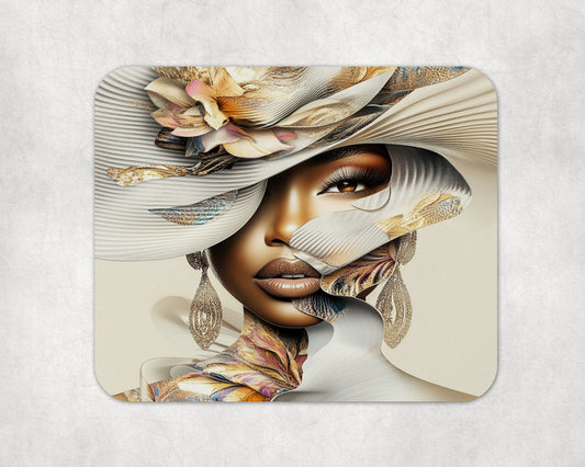 Elegant Floral Hat Lady Mousepad