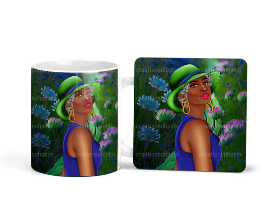 Floral Lady Mug/Coasters/Set