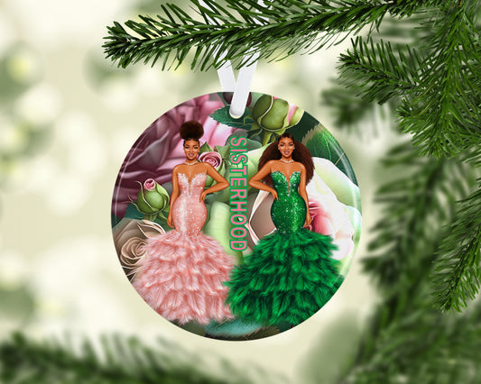 Sisterhood Ornament Pink and Green