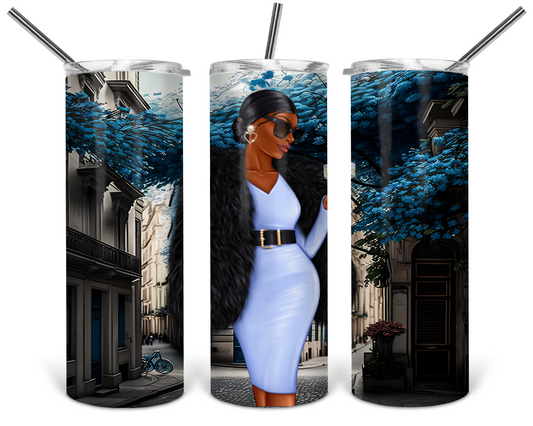 Paris Blue Skinny Tumbler