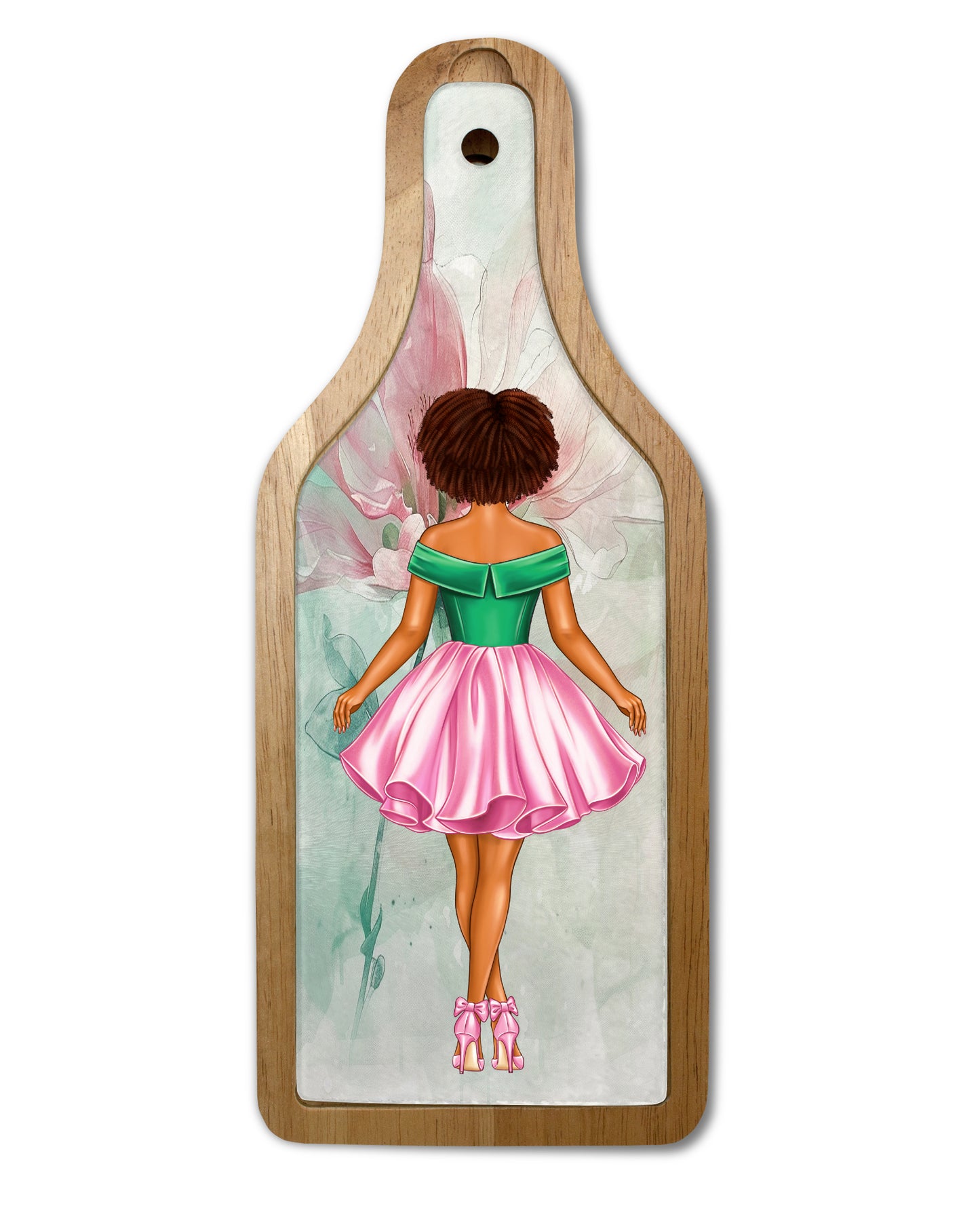 Fantasy in Pink and Green Wine and Cheese Cutting Board Set