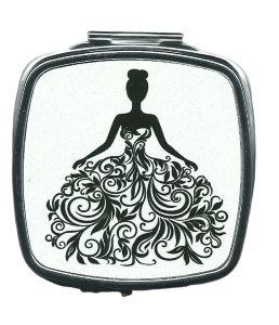 Flower Lady Black and White Compact Mirror