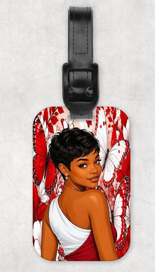 Pretty Girl Crimson & Creme Luggage Tag