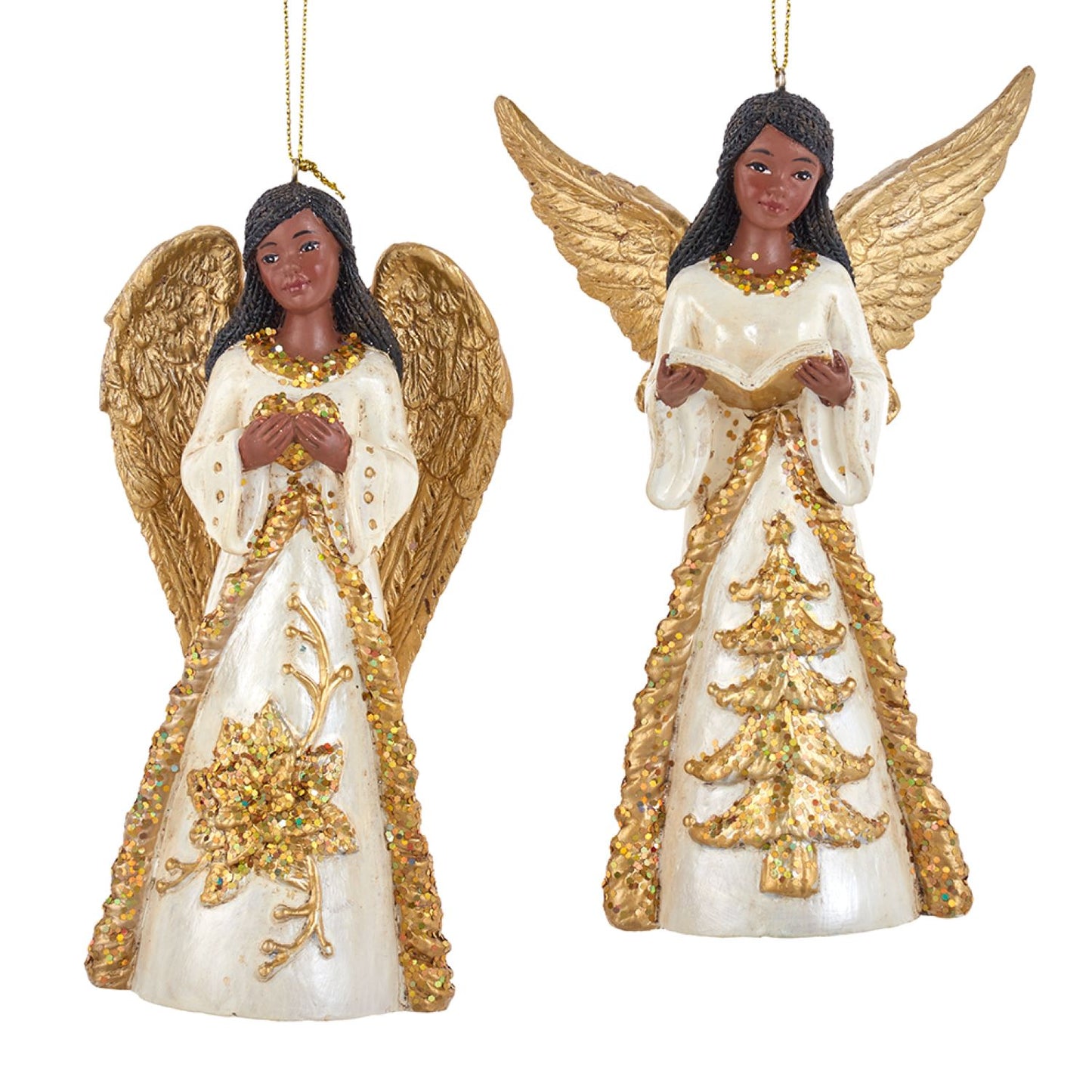 Ivory and Gold Angel Ornaments
