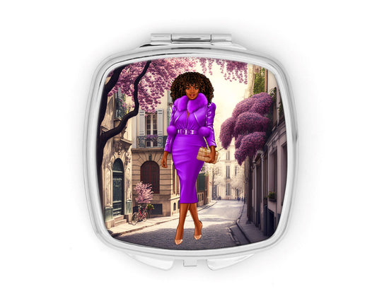 Paris Purple Compact Mirror