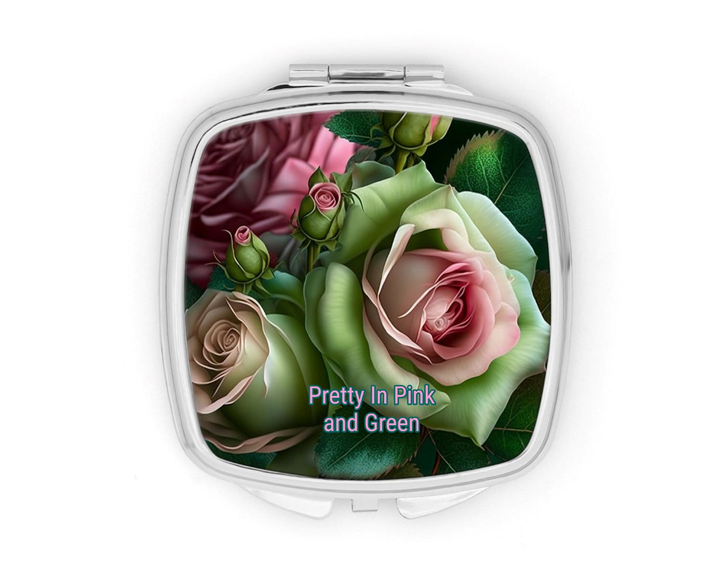 Pretty In Pink And Green Compact Mirror