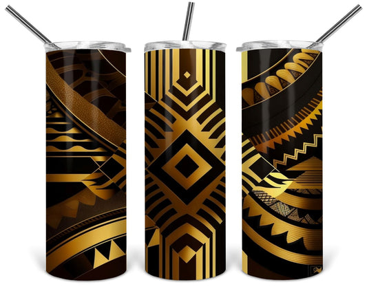 Kente Gold Skinny Tumbler